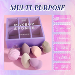 6pcs Makeup Sponge & 1pc Storage Box Beauty Eggs Set
