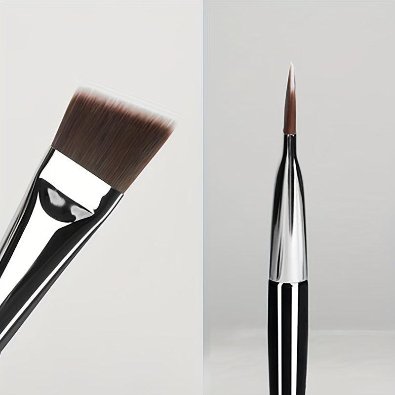 Flat Thin Makeup Brush with Lacquered Wood Handle