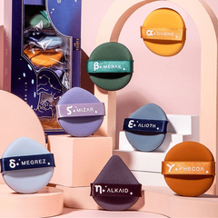 Portable Powder Puff Kit with Box Soft Triangle and Round Makeup Sponge