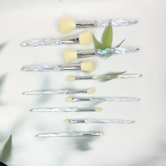 10pcs Makeup Brush Set Foundation Eye Shadows Brushes Faux Diamond Clear Handle