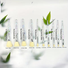 10pcs Makeup Brush Set Foundation Eye Shadows Brushes Faux Diamond Clear Handle