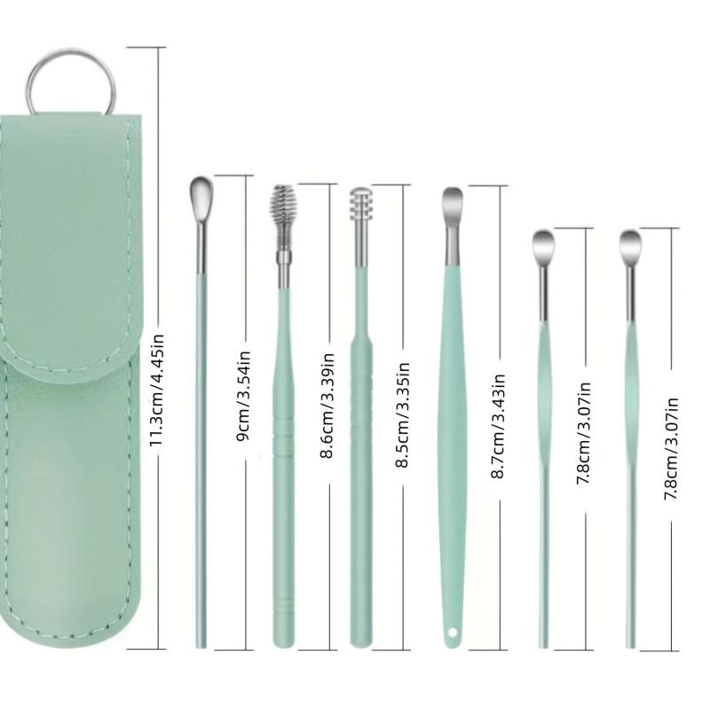 6 Piece Ear Cleaning Kit Stainless Steel & Spiral