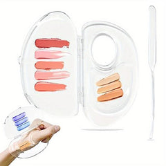 2pcs Acrylic Cosmetic Palette And Spatula Set For Makeup Mixing