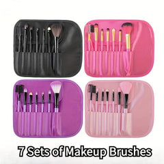7-Piece Makeup Brush Set with Portable Case for Women