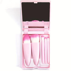 15pcs Travel Makeup Brush Set with Mirror and Case - Perfect Gift for Beginners