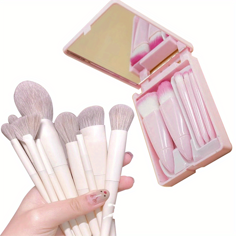 15pcs Travel Makeup Brush Set with Mirror and Case - Perfect Gift for Beginners