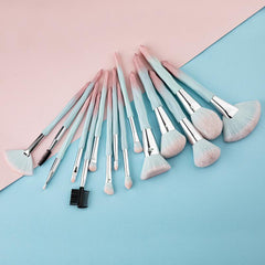 15pcs Gradient Makeup Brushes Kit Synthetic Bristles Non Slip Handle Set