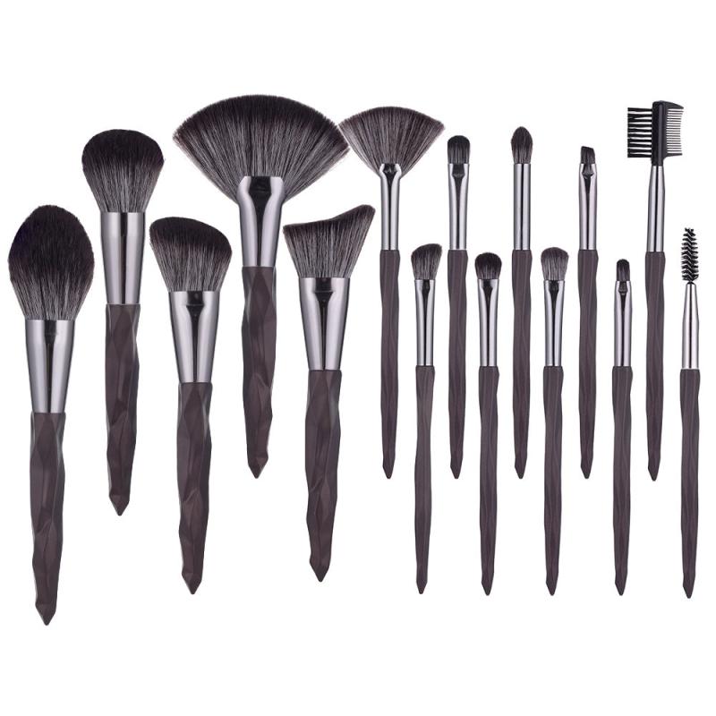 15pcs Gradient Makeup Brushes Kit Synthetic Bristles Non Slip Handle Set