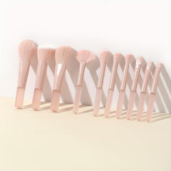 10pcs Pink Makeup Brush Set Synthetic Foundation Concealer Eye Shadow