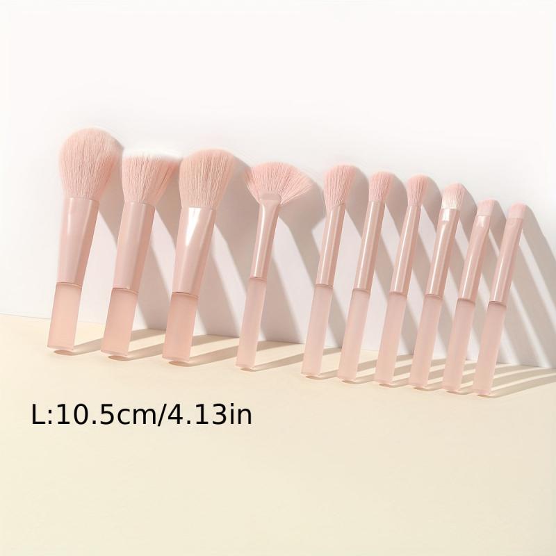 10pcs Pink Makeup Brush Set Synthetic Foundation Concealer Eye Shadow