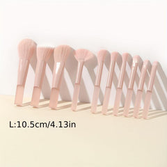 10pcs Pink Makeup Brush Set Synthetic Foundation Concealer Eye Shadow