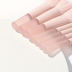 10pcs Pink Makeup Brush Set Synthetic Foundation Concealer Eye Shadow