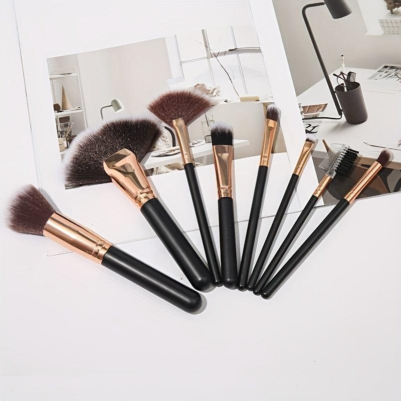 8pcs Makeup Brush Kit Soft Bristles Fan Highlighter Foundation Eyeshadow Brush