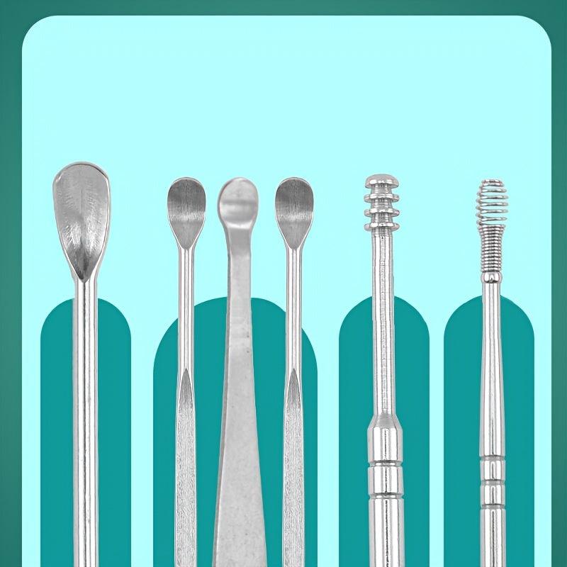 6 Piece Stainless Steel Ear Scoop Set Ear Cleaning Tool