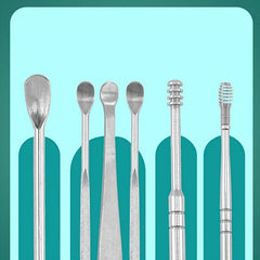 6 Piece Stainless Steel Ear Scoop Set Ear Cleaning Tool