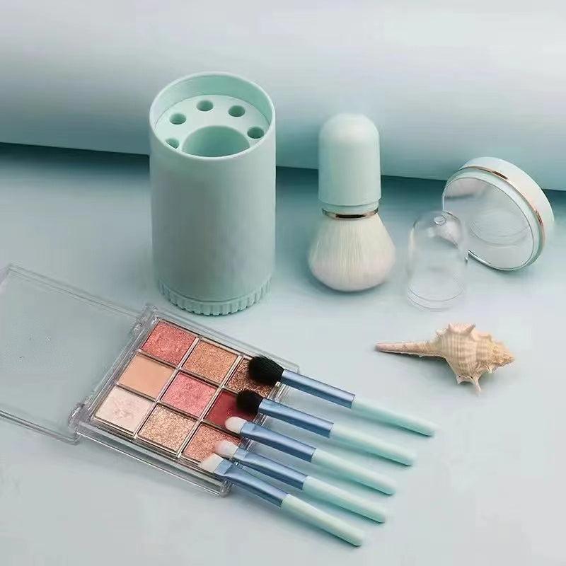 6 in 1 Makeup Brushes Set with Portable Case & Mirror