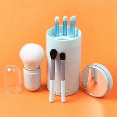 6 in 1 Makeup Brushes Set with Portable Case & Mirror