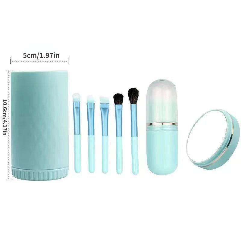 6 in 1 Makeup Brushes Set with Portable Case & Mirror