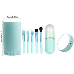 6 in 1 Makeup Brushes Set with Portable Case & Mirror