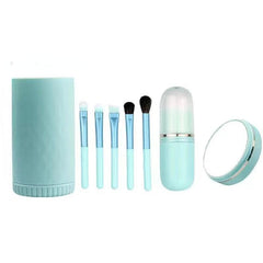 6 in 1 Makeup Brushes Set with Portable Case & Mirror