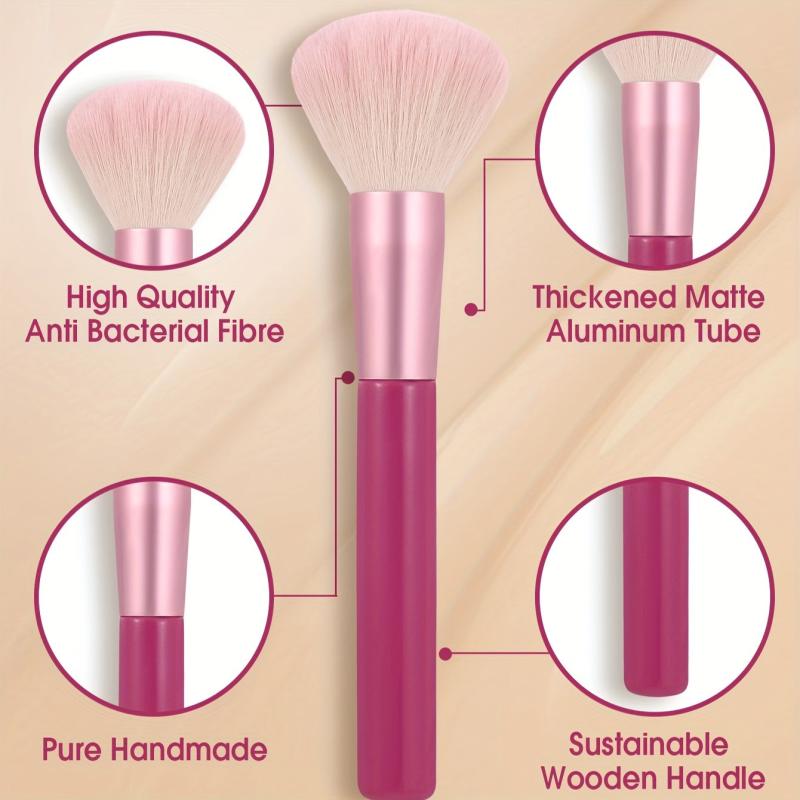 Rose Pink Handle Powder Brush
