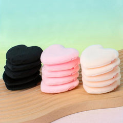 15pcs Heart Shape Velvet Powder Puff With Ribbon Band Handle