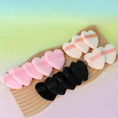 15pcs Heart Shape Velvet Powder Puff With Ribbon Band Handle