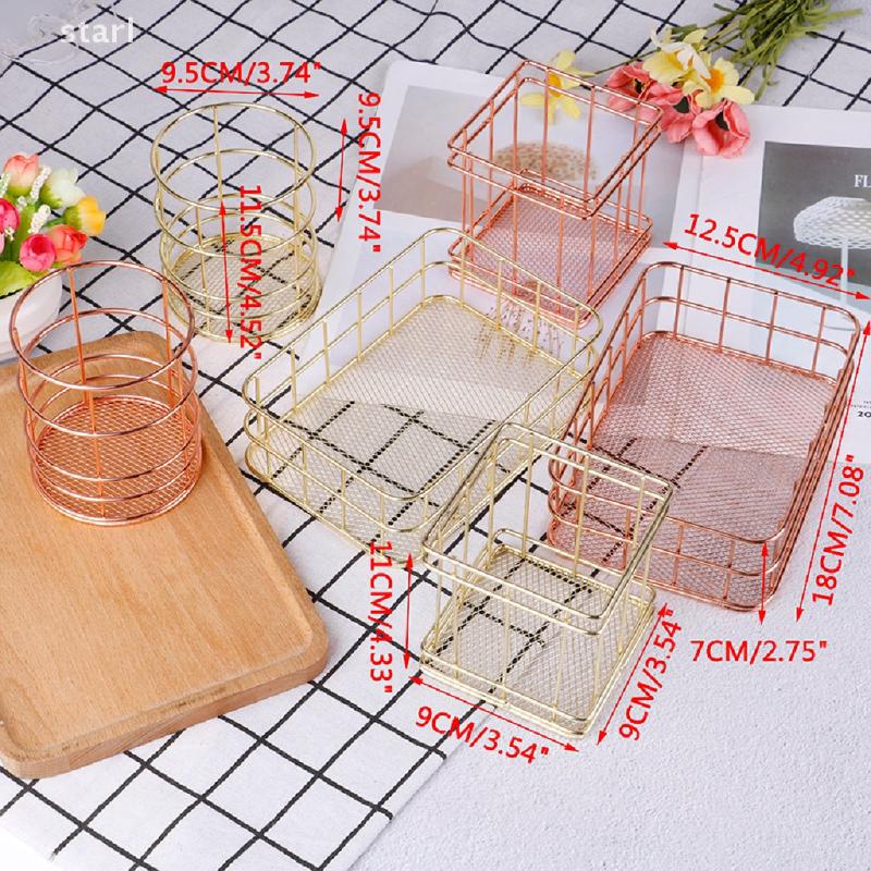 Stainless Steel Makeup Organizer Basket Cosmetics Storage Rack