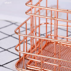 Stainless Steel Makeup Organizer Basket Cosmetics Storage Rack