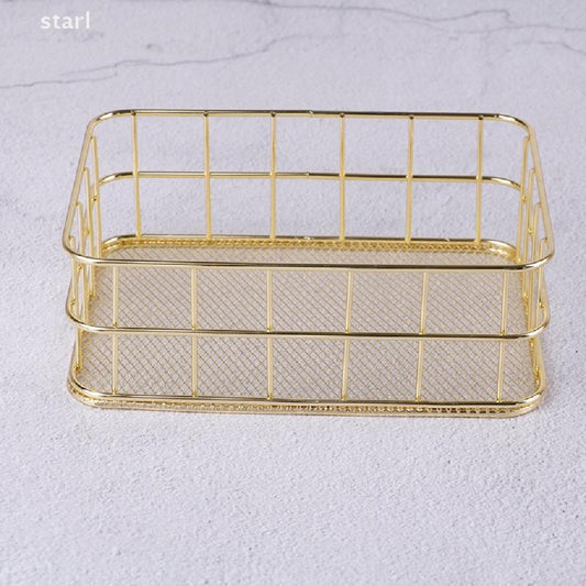 Stainless Steel Makeup Organizer Basket Cosmetics Storage Rack