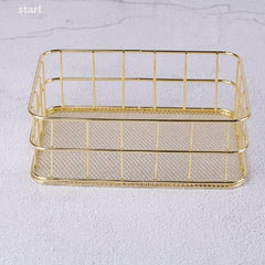 Stainless Steel Makeup Organizer Basket Cosmetics Storage Rack