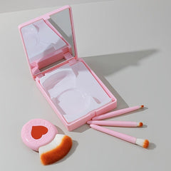 5pcs Portable Makeup Brush Set with Mirror Pink