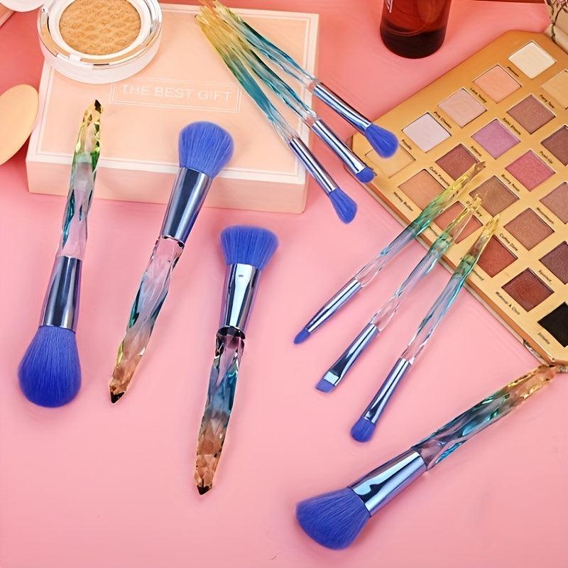 10pcs Crystal Handle Makeup Brush Set for Girls and Ladies