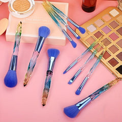 10pcs Crystal Handle Makeup Brush Set for Girls and Ladies