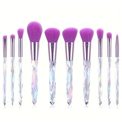 10pcs Crystal Handle Makeup Brush Set for Girls and Ladies