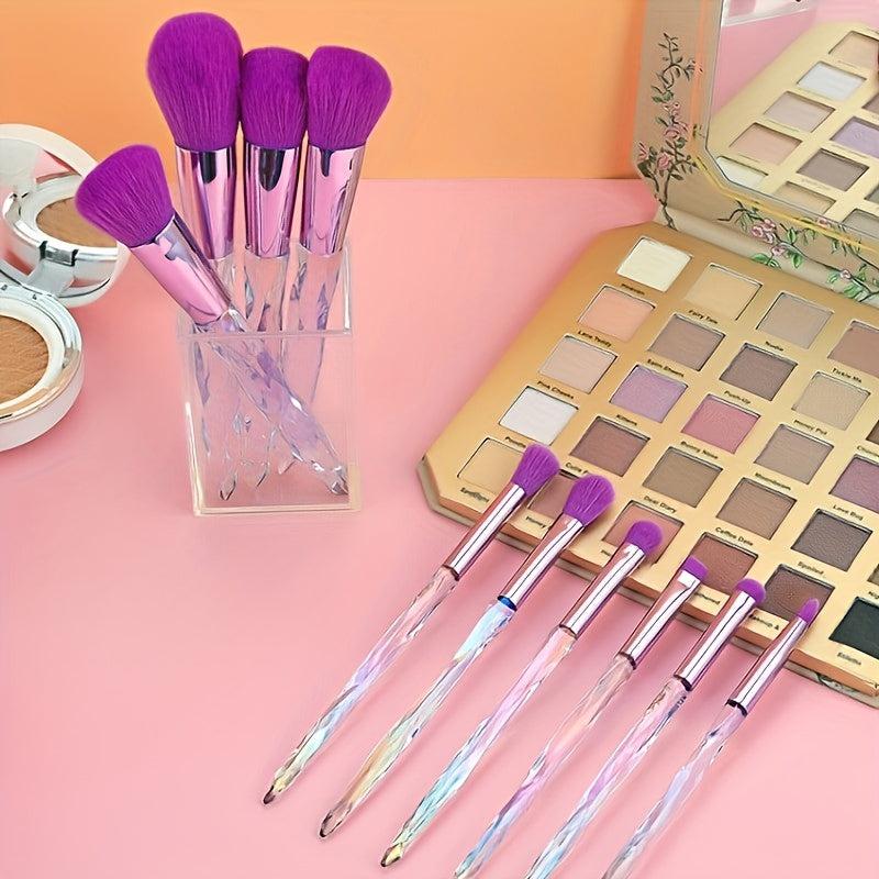 10pcs Crystal Handle Makeup Brush Set for Girls and Ladies