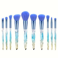 10pcs Crystal Handle Makeup Brush Set for Girls and Ladies