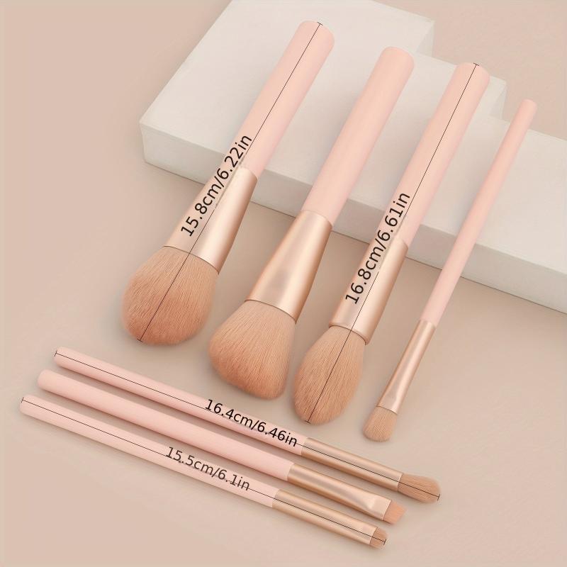 7pcs Travel Makeup Brush Set - Pink