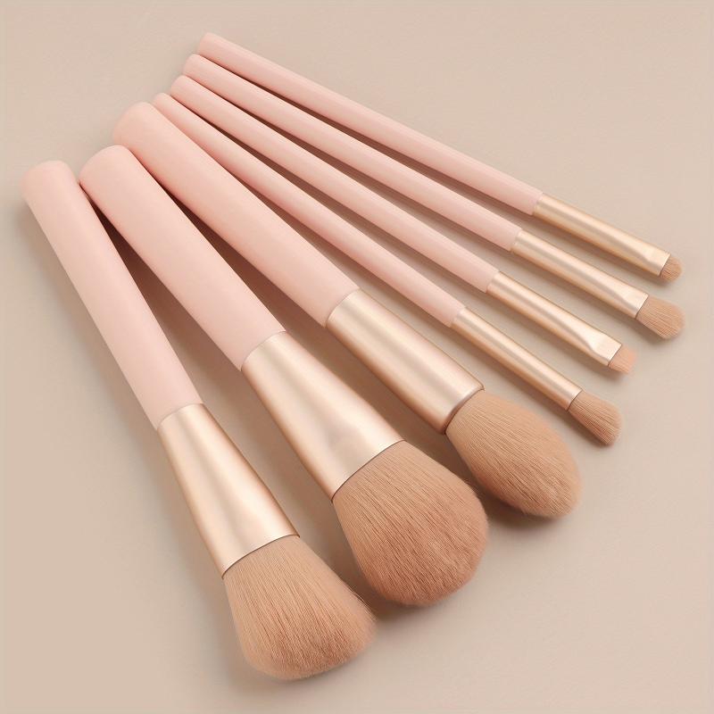 7pcs Travel Makeup Brush Set - Pink
