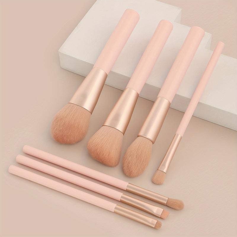 7pcs Travel Makeup Brush Set - Pink