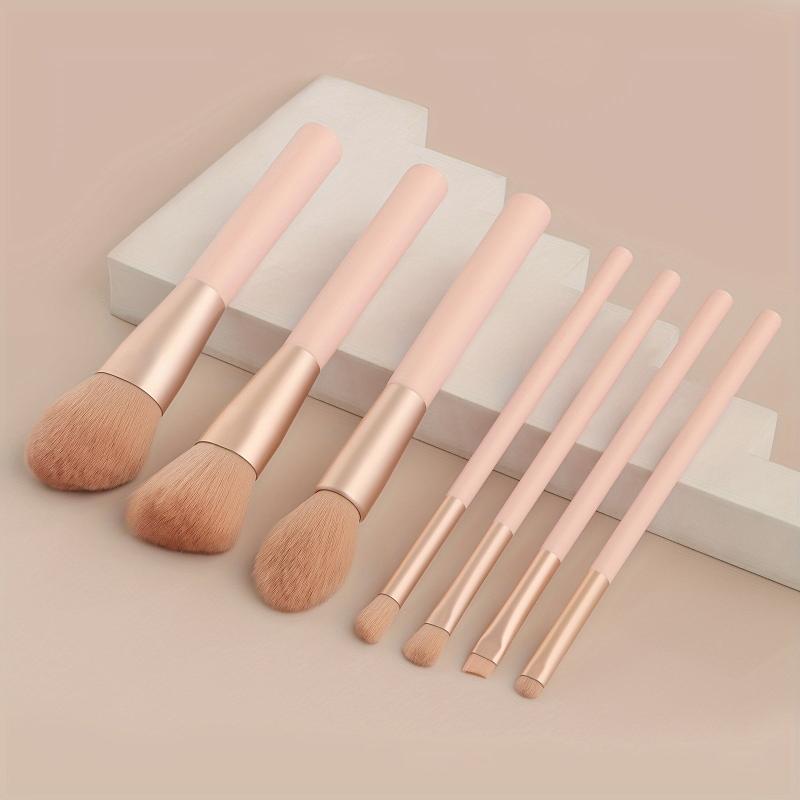 7pcs Travel Makeup Brush Set - Pink