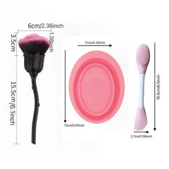 2pcs Rose Shape Powder Makeup Brush Set