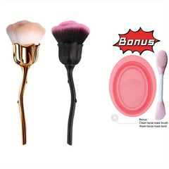 2pcs Rose Shape Powder Makeup Brush Set