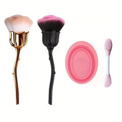 2pcs Rose Shape Powder Makeup Brush Set