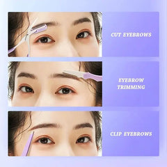 Purple Stainless Steel Eyebrow Grooming Kit - Perfectly Groomed Brows