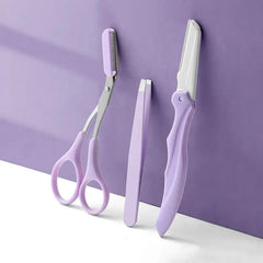 Purple Stainless Steel Eyebrow Grooming Kit - Perfectly Groomed Brows