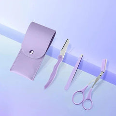 Purple Stainless Steel Eyebrow Grooming Kit - Perfectly Groomed Brows