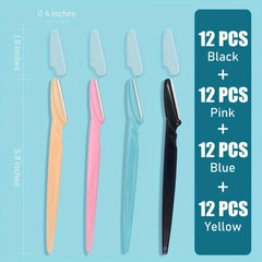 48 pcs Covered Eyebrow Razors for Women and Men - Smooth Peach Fuzz
