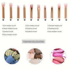 10pcs Makeup Brushes Kit Detail Smudge Brush For Eyeliner Eyeshadow