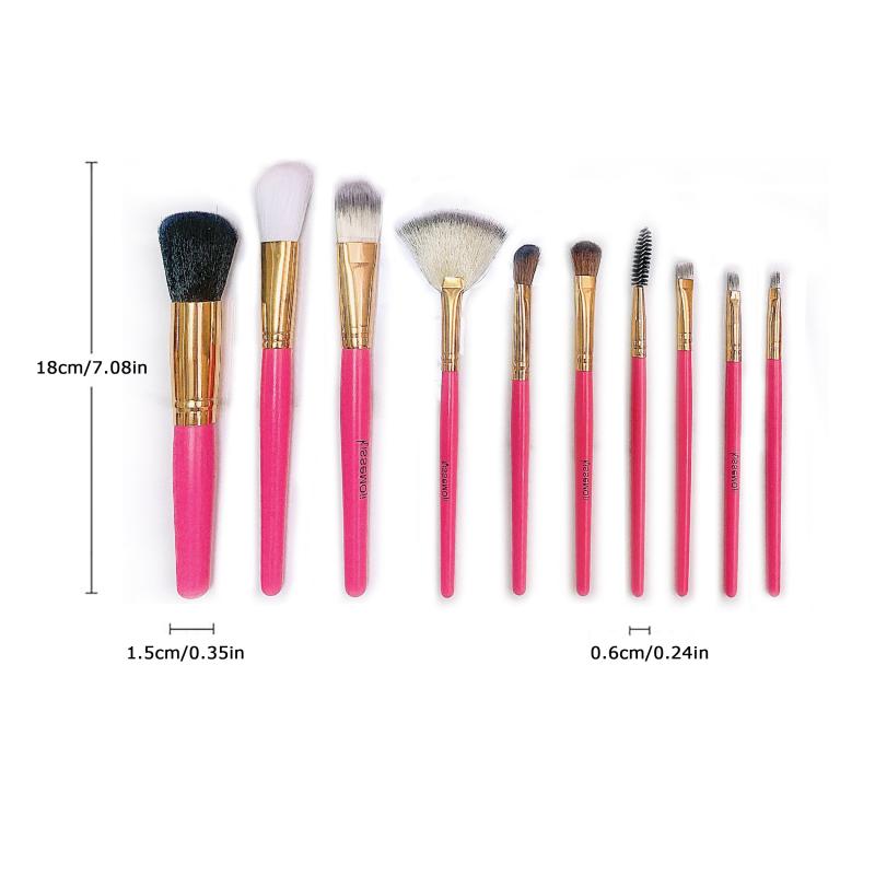 10PCS Makeup Brush Set with Red Bag